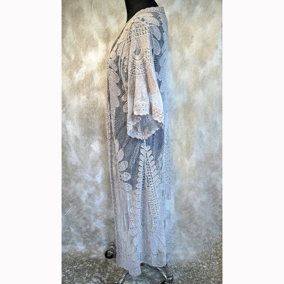 🖤Rebellion Again Grey Lace Duster Cover Up - Picture 3 of 6